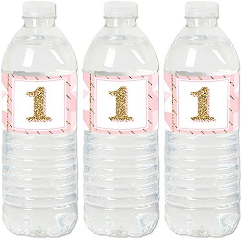 1st Birthday Girl - Fun to be One - First Birthday Party Water Bottle Sticker Labels - Set of 20